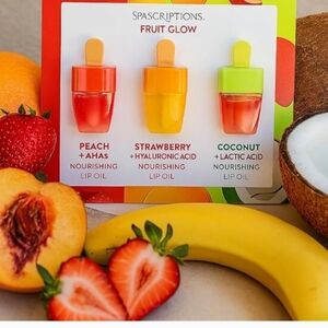 Fruit Glow Nourishing Lip Oil Trio - Peach, Strawberry, Coconut Set Of 2